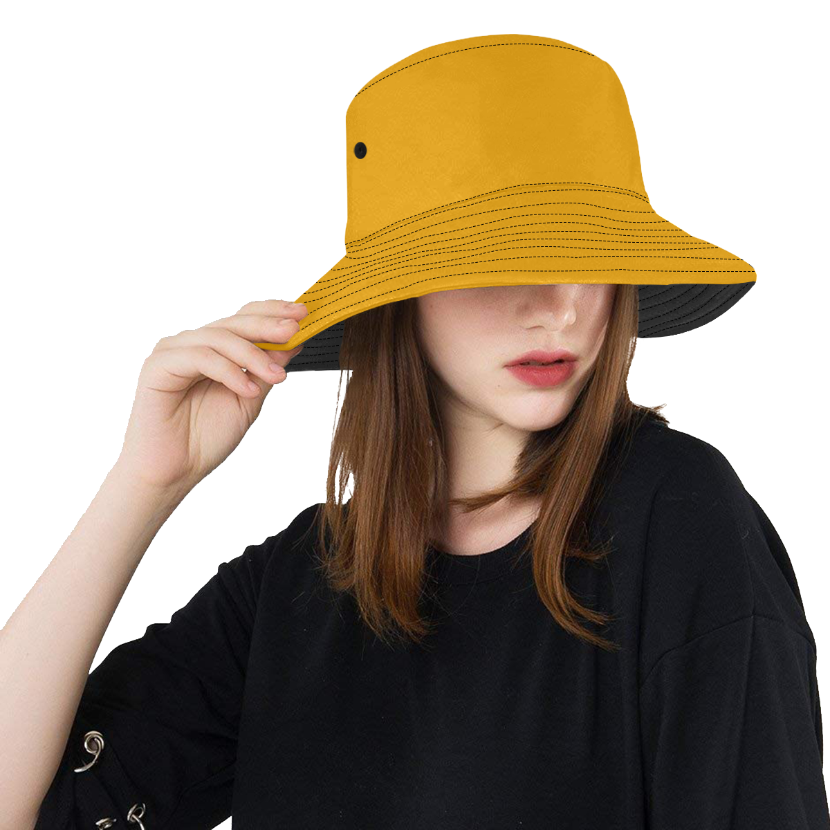 Sunflower Orange Solid Color All Over Print Bucket Hat