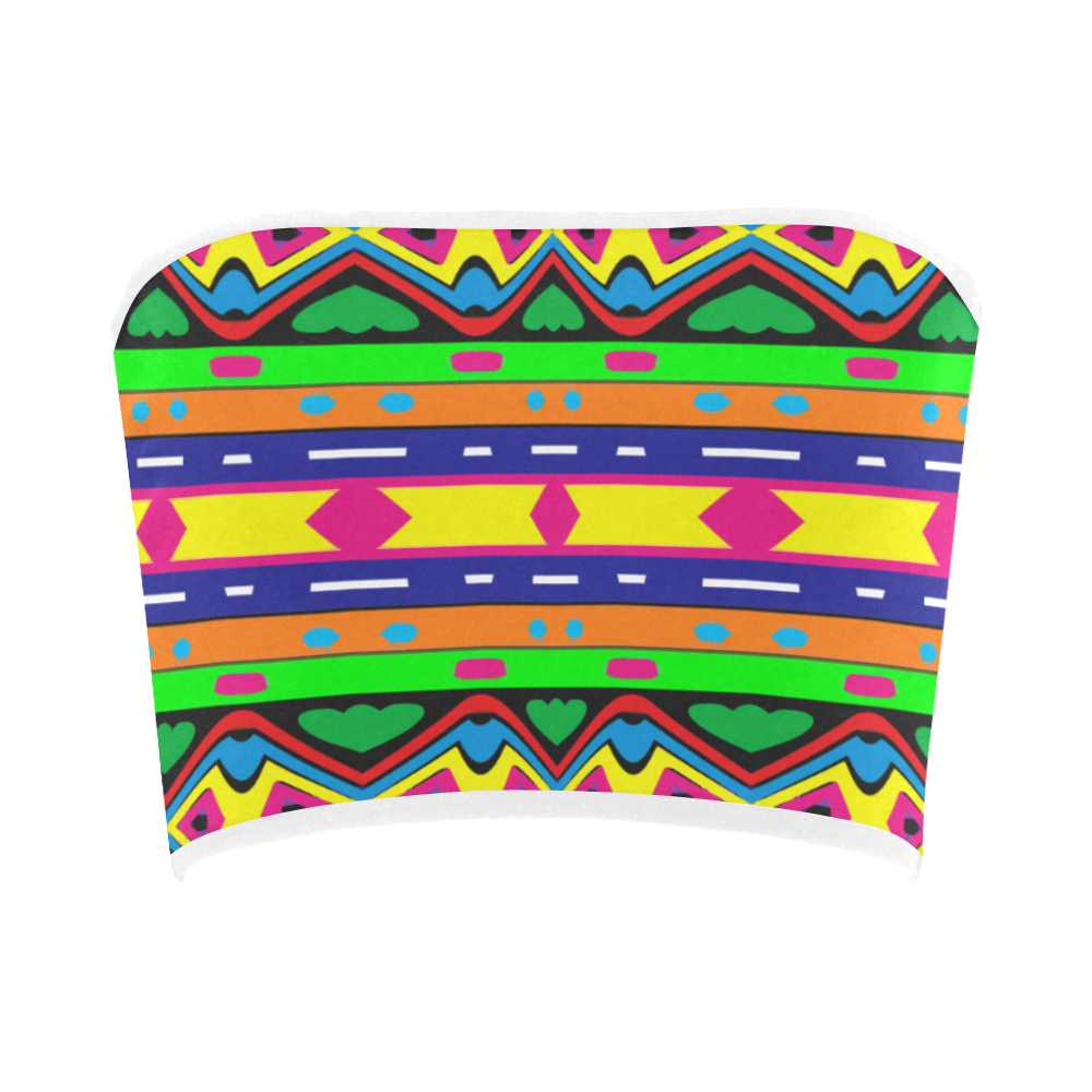 Distorted colorful shapes and stripes Bandeau Top