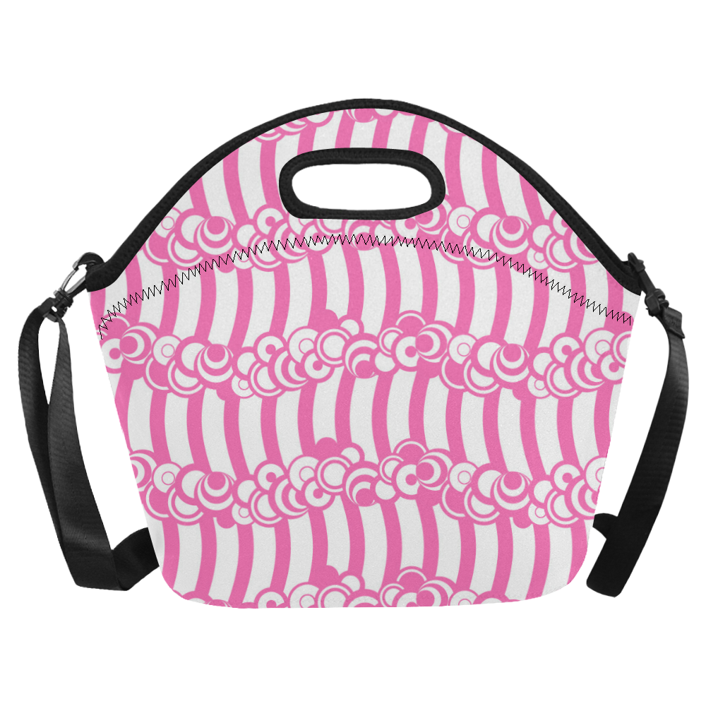 Cindy's Hot Pink Retro Waves Neoprene Lunch Bag/Large (Model 1669)