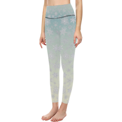 Frosty Day Snowflakes on Misty Sky Women's All Over Print High-Waisted Leggings (Model L36)