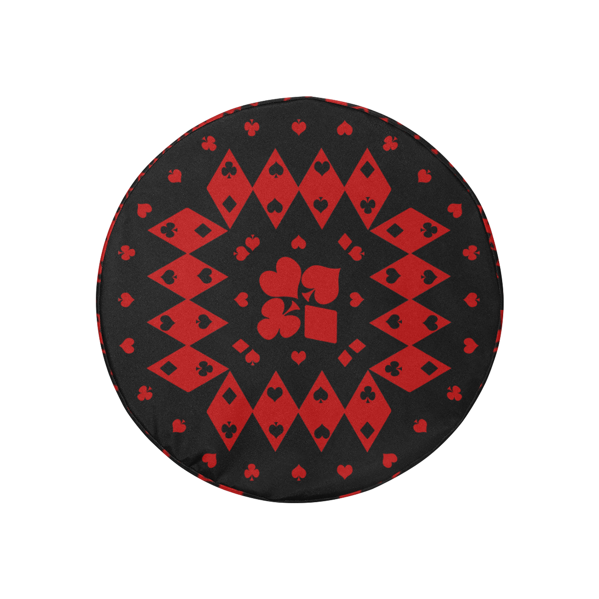 Black and Red Playing Card Shapes 30 Inch Spare Tire Cover