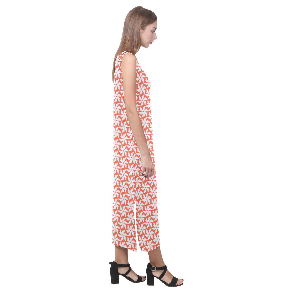 Coral Jasmine Phaedra Sleeveless Open Fork Long Dress (Model D08)