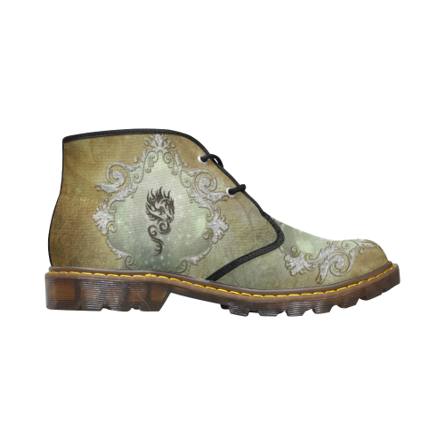 Awesome tribal dragon Men's Canvas Chukka Boots (Model 2402-1)
