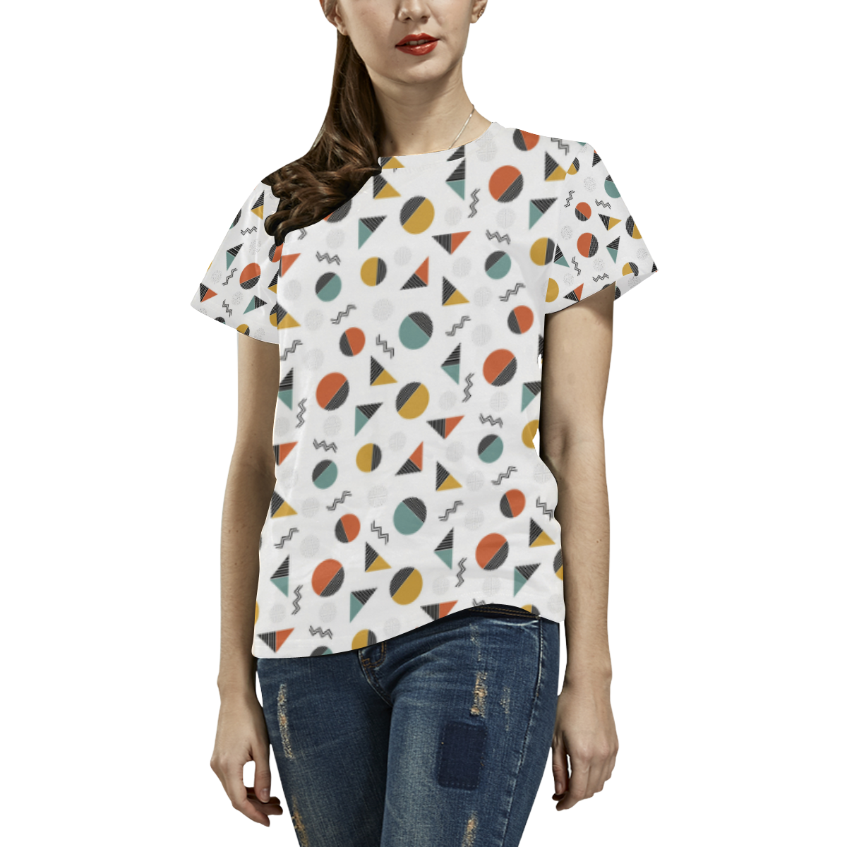 Geo Cutting Shapes All Over Print T-Shirt for Women (USA Size) (Model T40)