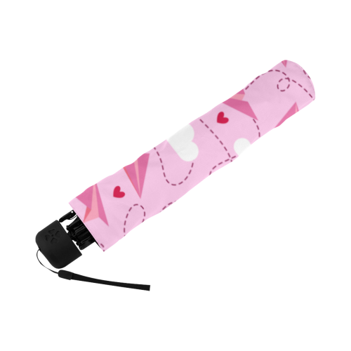 Pink Umbrella Valentine's Day love paper planes Anti-UV Foldable Umbrella (U08)