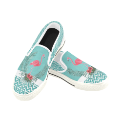 Retro Flamingo Chevron Slip-on Canvas Shoes for Kid (Model 019)