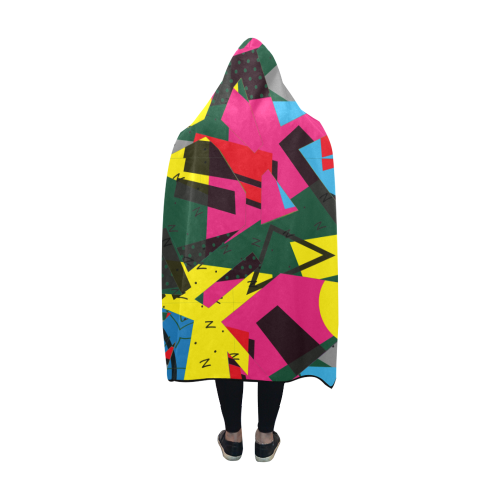 Crolorful shapes Hooded Blanket 60''x50''