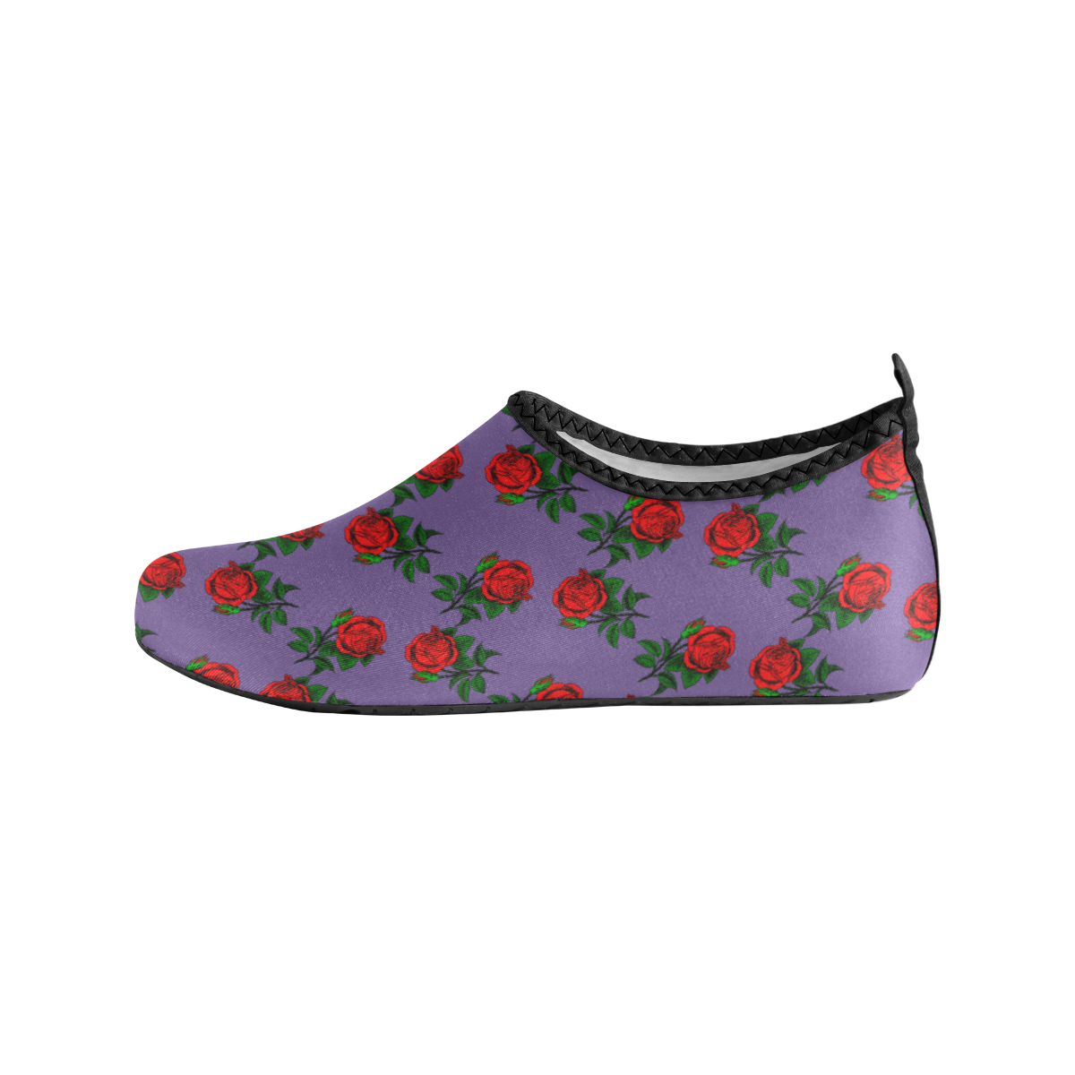 red roses purple vintage Women's Slip-On Water Shoes (Model 056)