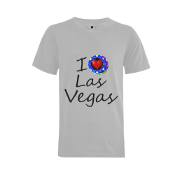 I Love Las Vegas / Silver Men's V-Neck T-shirt  Big Size(USA Size) (Model T10)