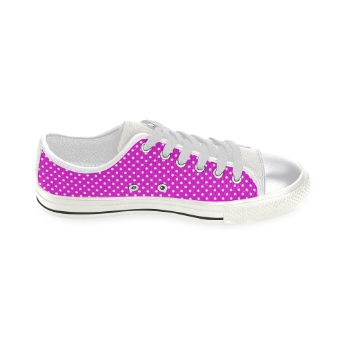Pink polka dots Women's Classic Canvas Shoes (Model 018)