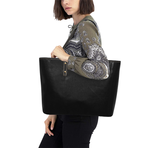 color black Chic Leather Tote Bag (Model 1709)