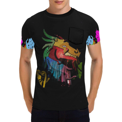 Dragon Popart by Nico Bielow Men's All Over Print T-Shirt with Chest Pocket (Model T56)
