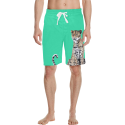 Rodger Leopard front print on teal Men's All Over Print Casual Shorts (Model L23)