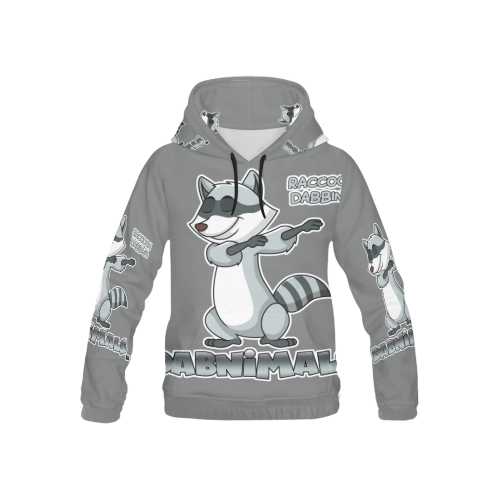 Dabnimals RACCOON WHITE GLOW All Over Print Hoodie for Kid (USA Size) (Model H13)