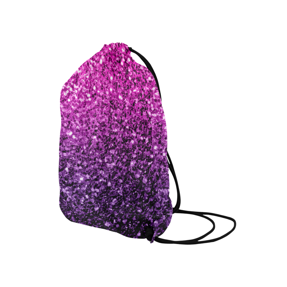 Beautiful Purple Pink Ombre glitter sparkles Medium Drawstring Bag Model 1604 (Twin Sides) 13.8"(W) * 18.1"(H)