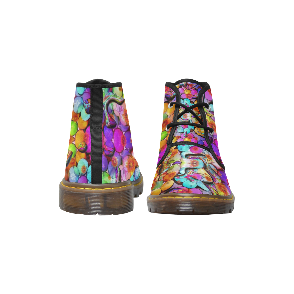 Candy Flower Drops by Nico Bielow Men's Canvas Chukka Boots (Model 2402-1)