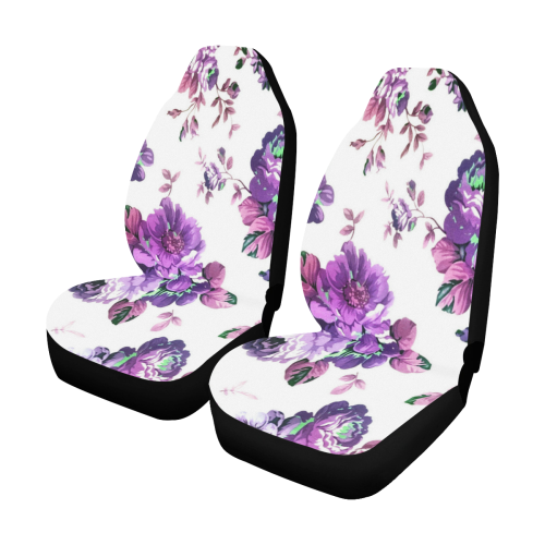 Textured Flowers Purple Car Seat Covers (Set of 2)