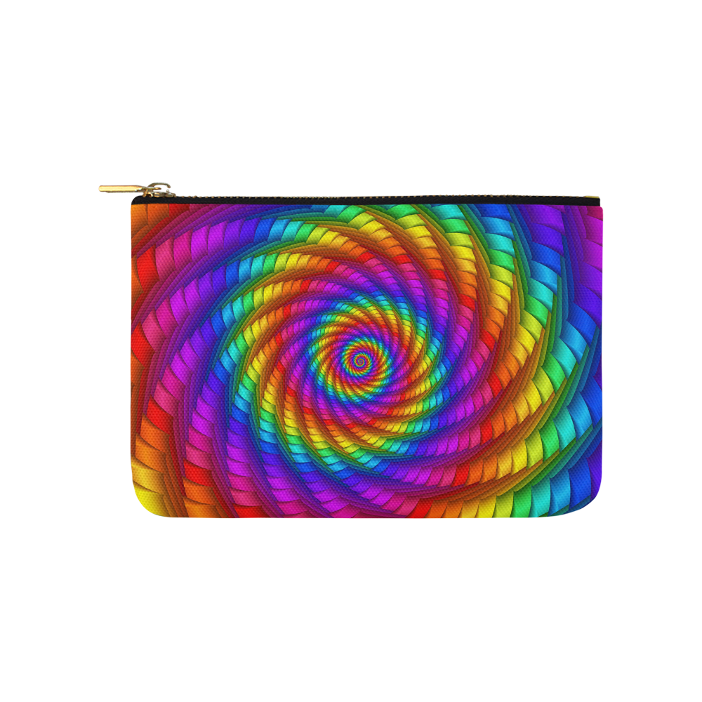 Psychedelic Rainbow Spiral  Pouch Carry-All Pouch 9.5''x6''