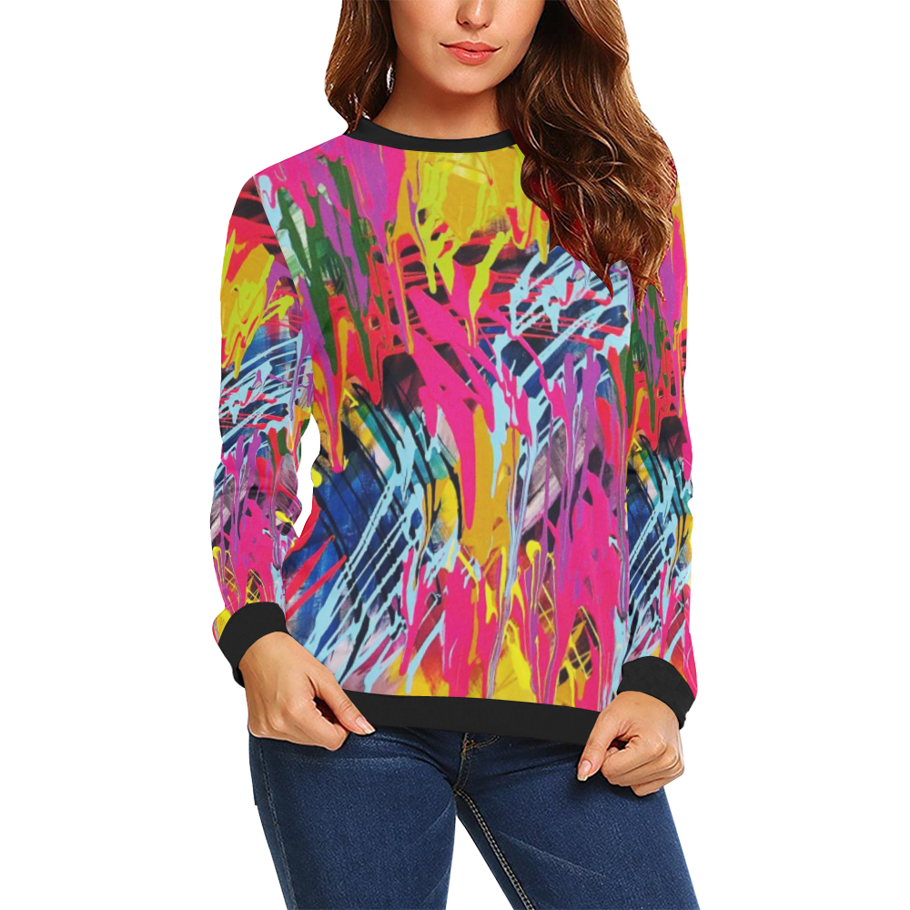 Wondering All Over Print Crewneck Sweatshirt for Women (Model H18)