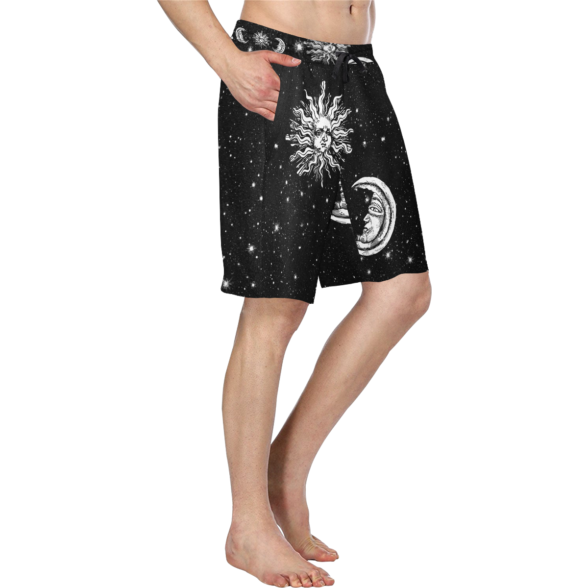 Mystic Stars, Moon and Sun Men's All Over Print Casual Shorts (Model L23)