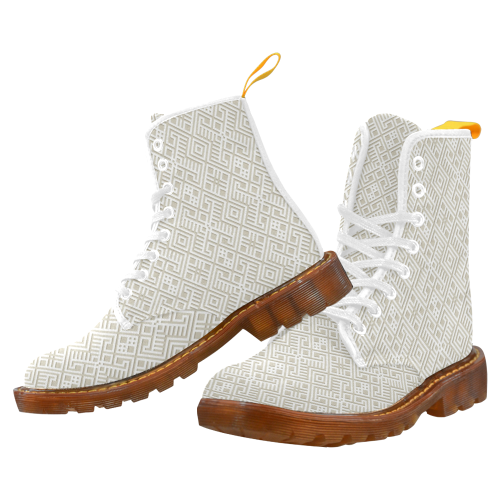 White 3D Geometric Pattern Martin Boots For Men Model 1203H