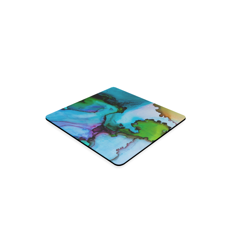 Blue green ink Square Coaster