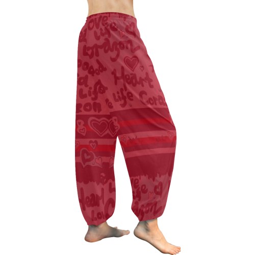 love blood red heart pants Women's All Over Print Harem Pants (Model L18)