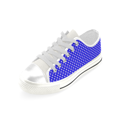 Blue polka dots Low Top Canvas Shoes for Kid (Model 018)