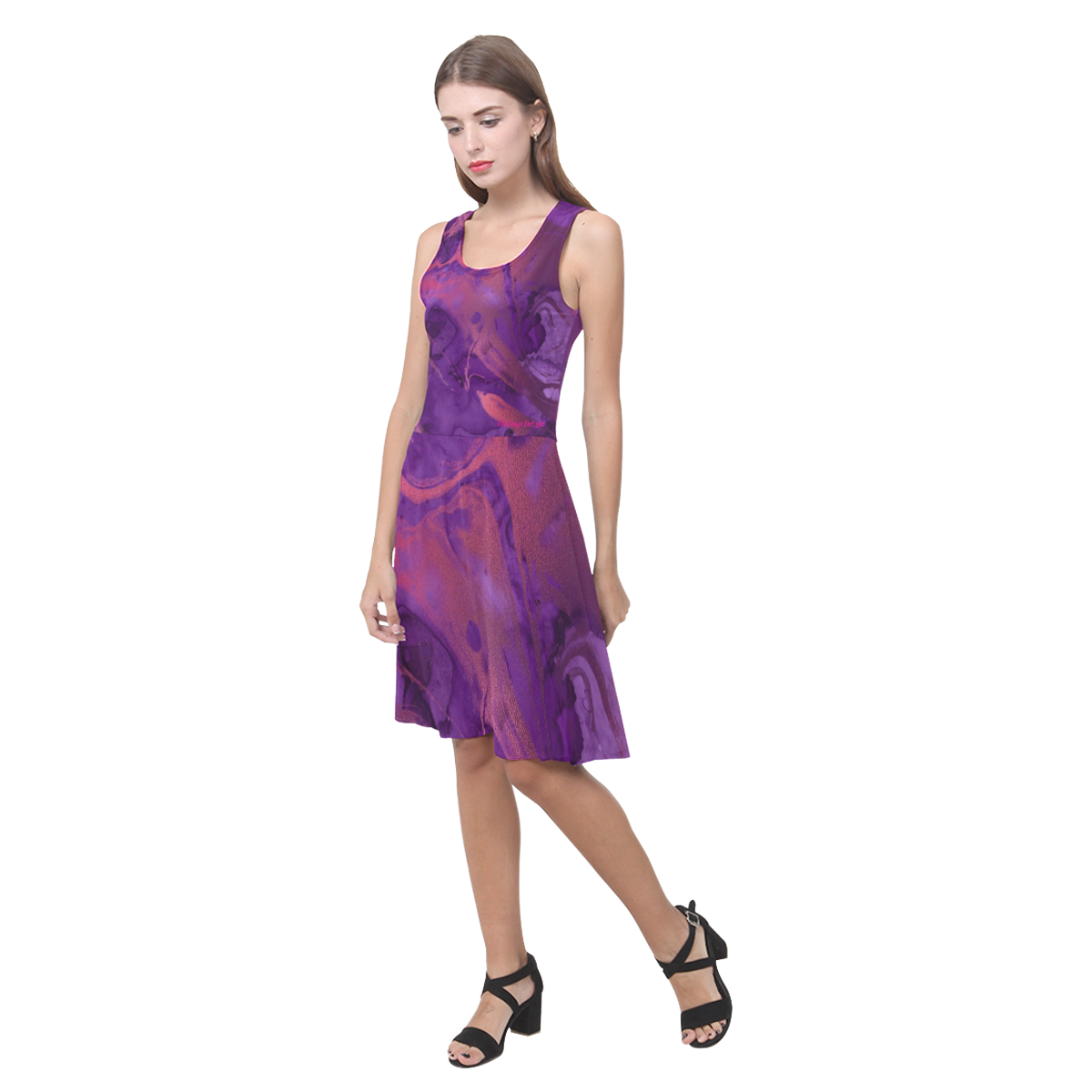 FD's Purple Marble Collection- Women's Purple Marble Casual Sundress 53086 Atalanta Casual Sundress(Model D04)