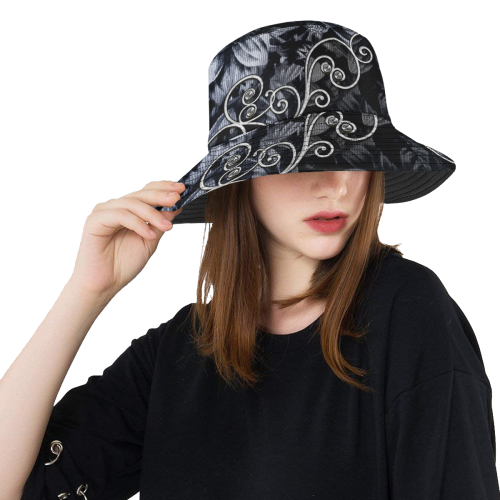 Flower power in blue All Over Print Bucket Hat