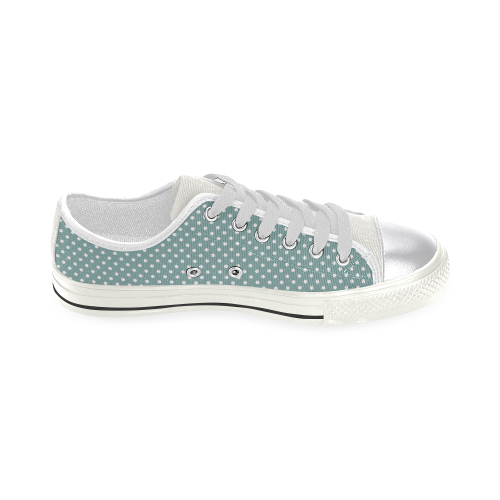 Silver blue polka dots Canvas Women's Shoes/Large Size (Model 018)