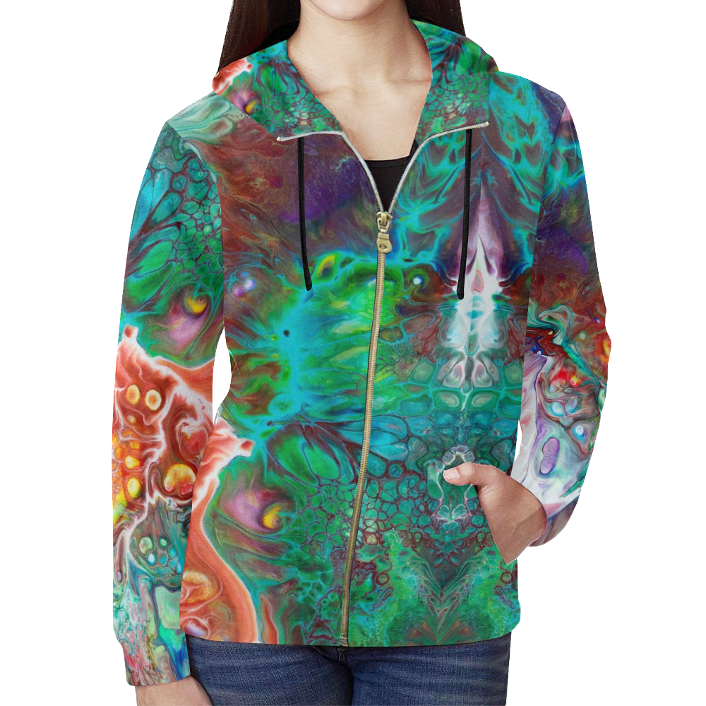 Attraction All Over Print Full Zip Hoodie for Women (Model H14)