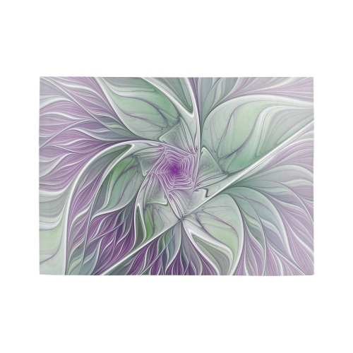 Flower Dream Abstract Purple Sea Green Floral Fractal Art Area Rug7'x5'