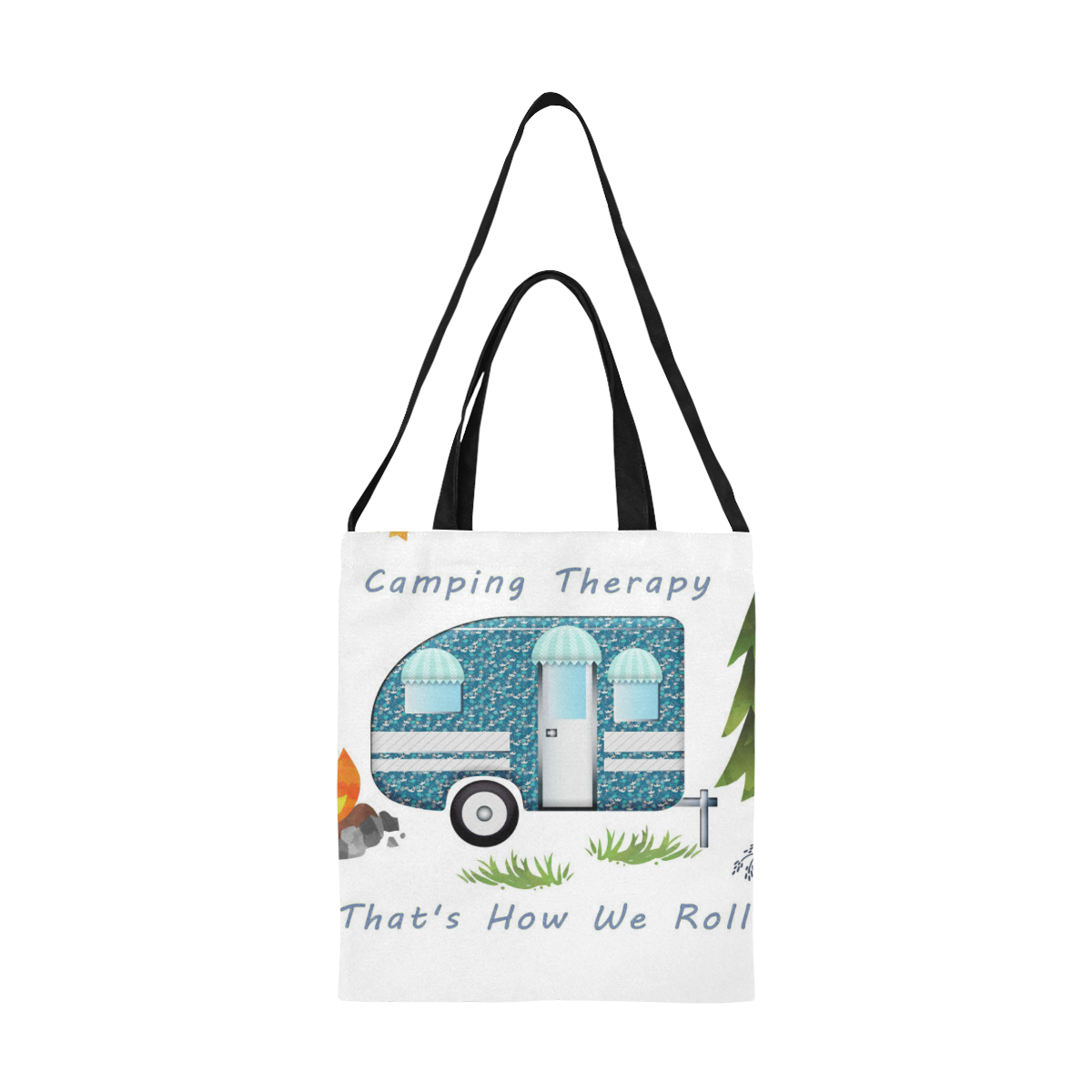 Camping Therapy All Over Print Canvas Tote Bag/Medium (Model 1698)