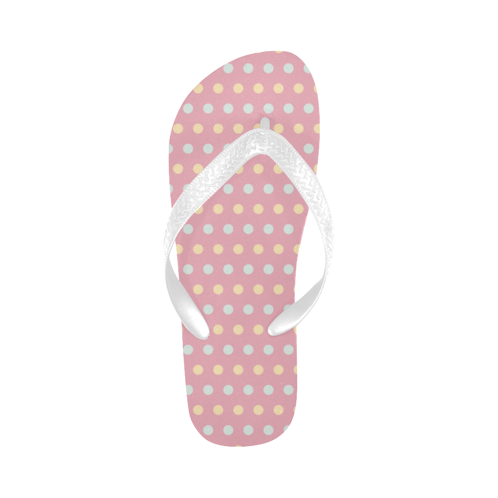 Colorful Dots On Pink Flip Flops for Men/Women (Model 040)