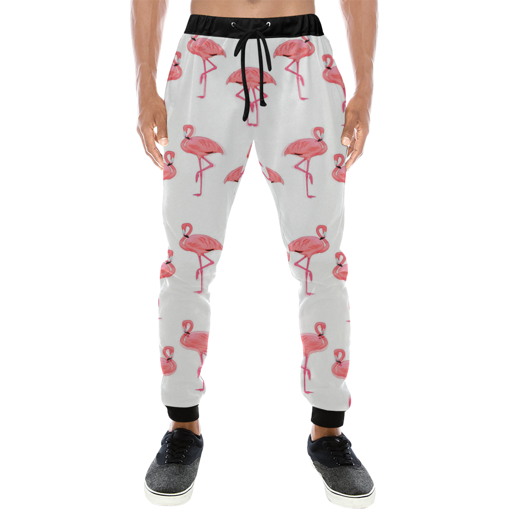 Classic Pink Flamingo Pattern Men's All Over Print Sweatpants (Model L11)