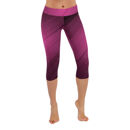 Purple shades Women's Low Rise Capri Leggings (Invisible Stitch) (Model L08)