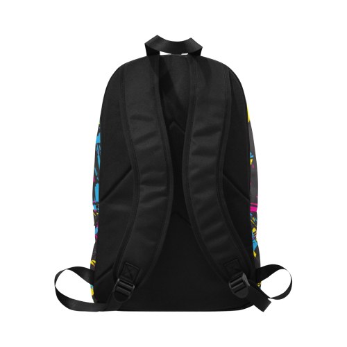 Colorful paint stokes on a black background Fabric Backpack for Adult (Model 1659)