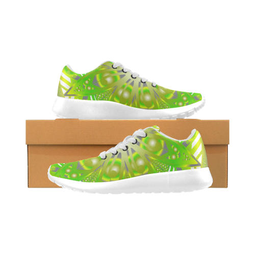 kids sports shoes, mandala3 green yellow Kid's Running Shoes (Model 020)