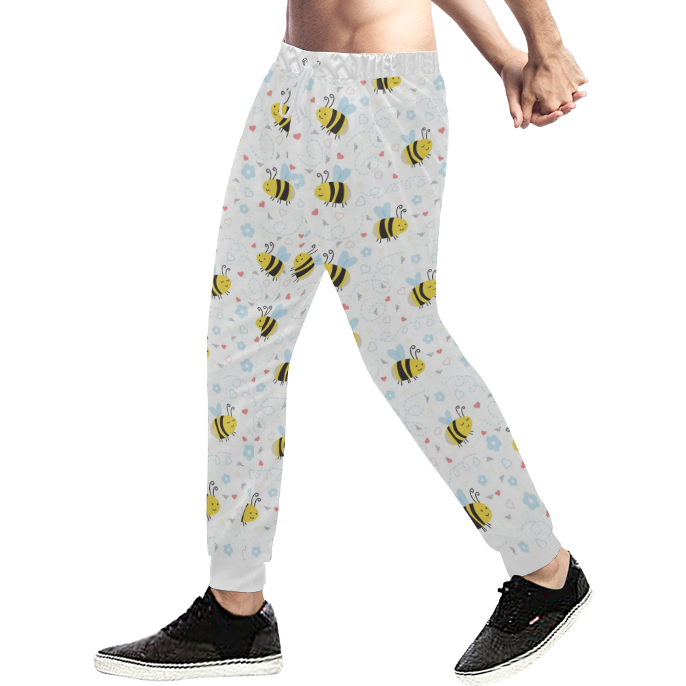 Cute Bee Pattern Men's All Over Print Sweatpants (Model L11)