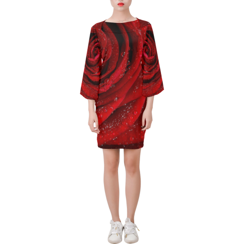 Red rosa Bell Sleeve Dress (Model D52)