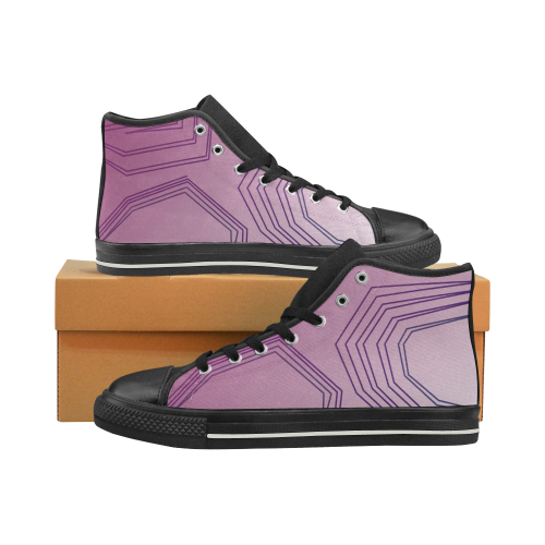 women shoes ethnic pink lines Women's Classic High Top Canvas Shoes (Model 017)