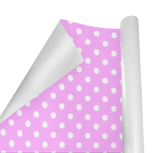 White Polka Dots on Pink Gift Wrapping Paper 58"x 23" (5 Rolls)