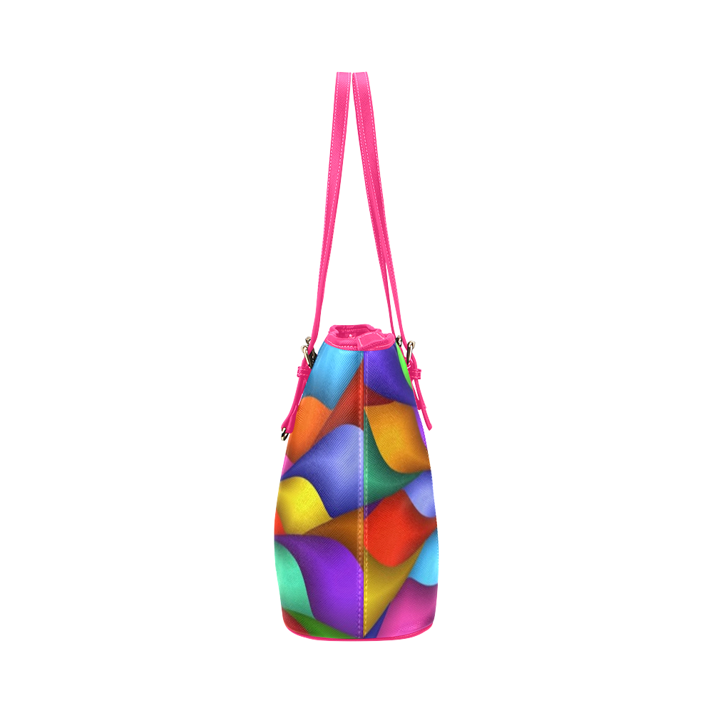 RAINBOW SKITTLES Leather Tote Bag/Small (Model 1651)