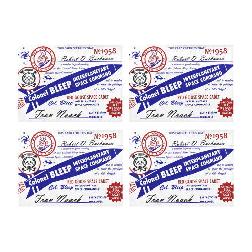 Colonel Bleep Placemat Membership Card Placemat 14’’ x 19’’ (Set of 4)