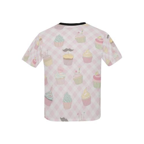 Cupcakes Kids' All Over Print T-Shirt with Solid Color Neck (Model T40)