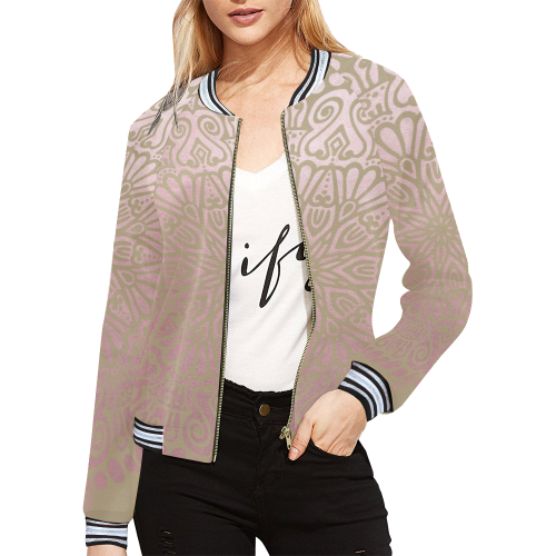 Frosty Princess Strawberry cocoa blend All Over Print Bomber Jacket for Women (Model H21)