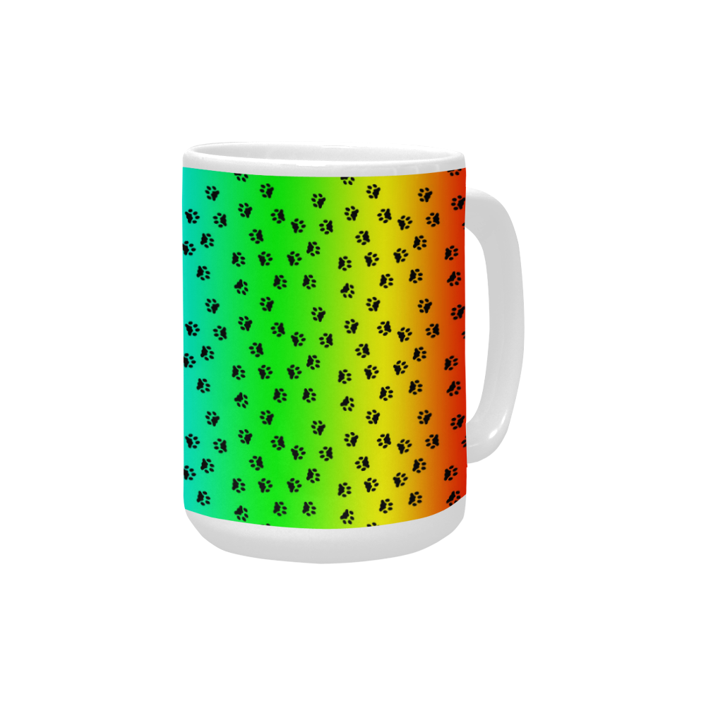 rainbow with black paws Custom Ceramic Mug (15OZ)