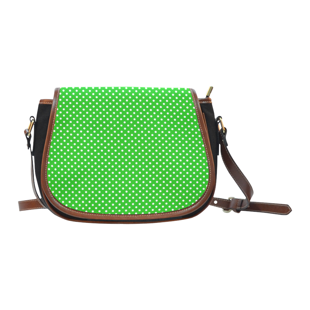 Green polka dots Saddle Bag/Small (Model 1649)(Flap Customization)