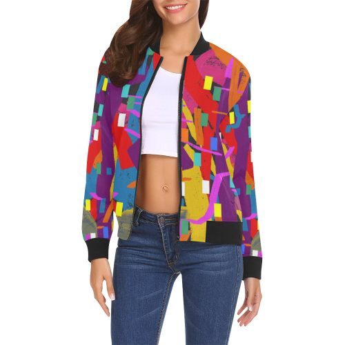 CONFETTI NIGHTS 2 All Over Print Bomber Jacket for Women (Model H19)